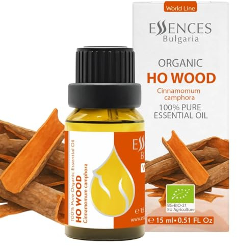 Essences Bulgaria Bio-Ho-Holz-Ätherisches Öl 15ml | Cinnamomum camphora | 100 % Rein | Natürlich | Unverdünnt | Aromatherapie | Kosmetik | Tierversuchsfrei | Gentechnikfrei