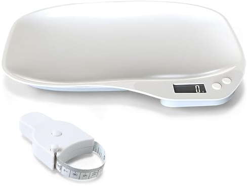Digitale Haustierwaage, 15 kg, kleine Haustierwaage mit 4 Wiegemodi (g/ml/oz/lb), elektronische Babywaage mit komfortabler gebogener Plattform, Babywaage für Säuglinge, Welpen, schwangere Katzen