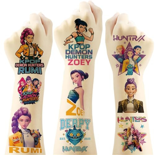 20 Blatt Hunters Temporäre Tattoos für Kid, Geburtstagsgeschenke, Film Hunters Dekorationsaufkleber,Klassenpreise,Geschenke für Mädchen und Jungen, Karneval, Weihnachtsgeschenke