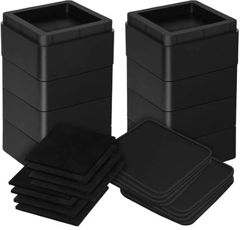 JustValue Möbelerhöher – 8er-Set – 7,6 od. 15,2 cm – 567 kg – Schwarz