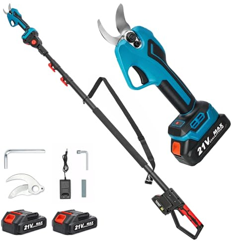 Akku Astschere 25/30MM Mit Teleskopstange 1.5-2.8m Elektrische Gartenschere Kabellos für Makita mit LCD Anzeige, Leistungsstark Leise, Bürstenlose Gartenschere für Zweige, Sträucher, Stämme