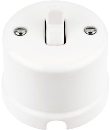Aufputz Porzellan Retro Toggle Schalter, Wechselschalter, All-in-One, Serie QR1 weiß