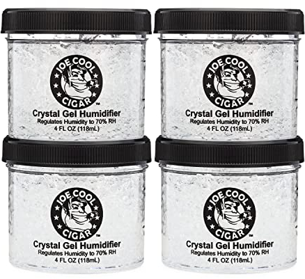 Joe Cool Cigar Crystal Gel Humidifier for Cigar Humidors (4 oz Jars) - 4 Pack