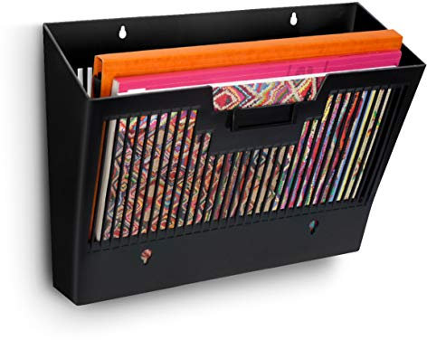 CEP Panier mural magnétique Corbeille Porte documents A4 24x32cm Revue Courrier Grande capacité Noir