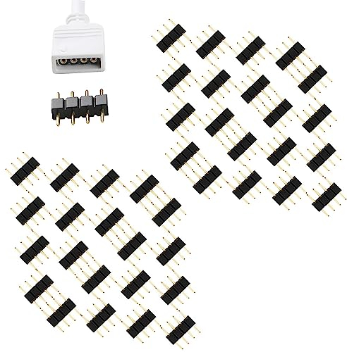 CESFONJER 4-Pin Male Plug Connector Adapter for RGB 3528 5050 LED Strip Light (40 pcs)