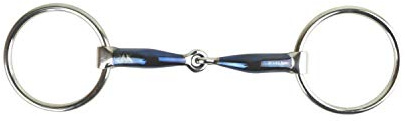 AK Loose Ring Snaffle with Sweat Iron with Curved Mouthpiece Horse Riding Bits (5.75'', Blue-Silver)