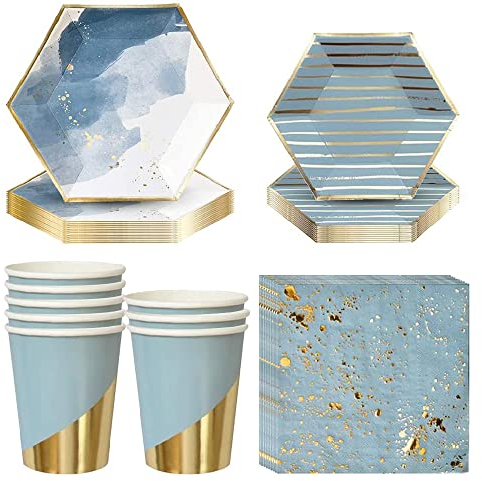 YYUU Vaisselle d'anniversaire, 40 Pièces Ensemble De Vaisselle Jetable, Vaisselle De Fête, Moderne Et Élégant, Utilisé pour Les Anniversaires, Les Vacances, Les Mariages, Les Fêtes, Les Anniversaires