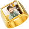 U7 Goldring Herren Personalisiert Fotogravur Siegelring Quadrat Band Ring mit Farbfoto Schwarz-Weiß-Foto Fingerring Gold Fotoring mit Gravur benutzerdefiniert Memorial Modeschmuck für Jahrestag