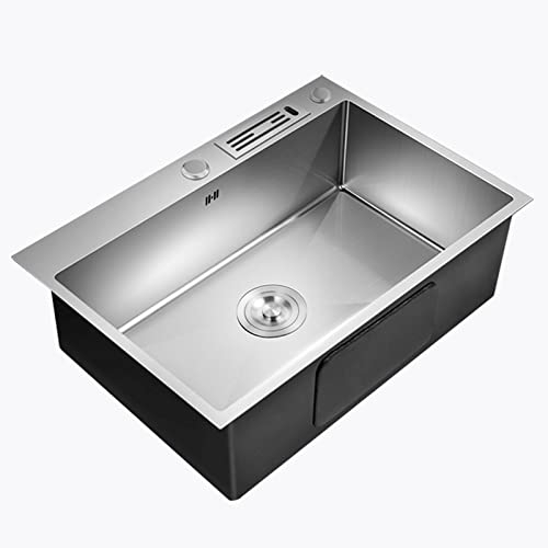 Handgefertigtes Waschbecken aus verdicktem Edelstahl 304, Einzelwaschbecken, Einbauküchen-Unterbauwaschbecken