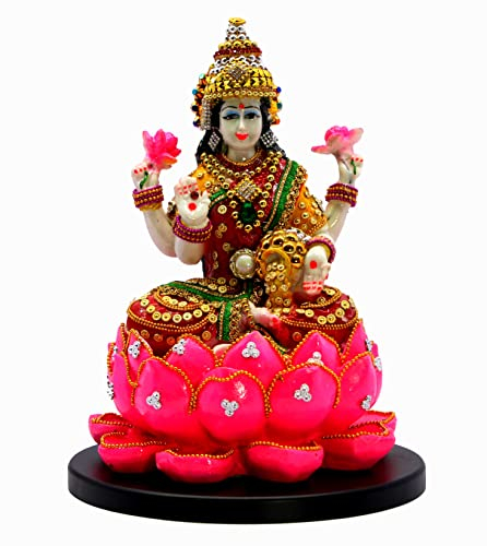 eSplanade Lakshmi auf Lotus | Laxmi Göttin Murti Idol Statue Skulptur Figur – Harz – 27,9 cm – mehrfarbig