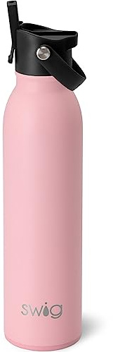 Swig Life 20oz Insulated Water Bottle with Straw Lid, Matte Blush | Triple Insulated Stainless Steel - Leakproof Lid - Straw Included - Keeps Drinks Cold - Cup Holder Friendly