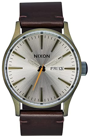 Nixon Herren Armbanduhr Sentry Leather in der Farbe Vintage mit Lederarmband, Gehäusedurchmesser: 42 mm, A105-5093-00