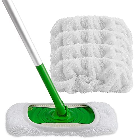 HOEMXCEL Wiederverwendbare Mikrofaser-Mopp-Pads, kompatibel mit Swiffer-Kehrmaschinen, geeignet für die Nass- und Trockennutzung, Nachfüll-Moppkopf-Pads, geeignet für die Hausreinigung, 4 Stück