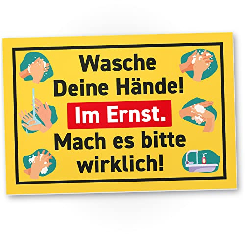 DankeDir! Wasche Deine Hände - 30 x 20 cm Schild - Deko witzig Türschild Wand Herren Gäste WC Gästetoilette - Toilette Klo Schild WC Schild zum aufhängen lustig Kloschild Hände waschen