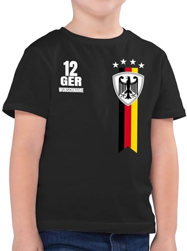 Kinder T-Shirt Jungen - 2024 Fussball EM Fanartikel - Germany WM Fan Deutschland - 104 (3/4 Jahre) - Schwarz - fußball Junge Tshirt Kind deutsch Trikot Fussballshirt Jungs Europameisterschaft