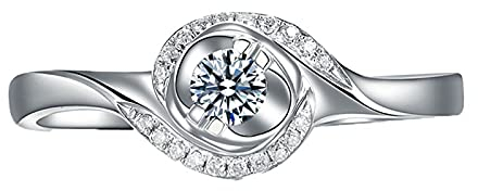 Bishilin Damen Eheringe 750 Echt Weißgold, Ringe Infinity mit Diamant 0.17ct Verlobungsringe Ehering Weißgold Gr.53 (16.9)