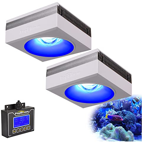 PopBloom 2PCS RS90 Aquarium Beleuchtung Meerwasser LED 90W, Salzwasser LED Beleuchtung für 80-120CM Reef Coral Fish Wasserpflanzen Salzwasser Aquarium