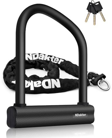 NDakter Candados de cadena resistentes para motocicleta, candado en U de 18 mm y cadena de seguridad de 1.22 m, candado de bicicleta resistente, bloqueo en U grande antirrobo, motocicleta, bicicleta