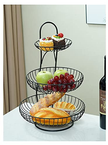 Bols à fruits à 2/3 étages, corbeille à fruits en métal avec poignée, porte-assiettes à collations aux fruits secs, plateau à fruits multifonction pour la maison, l'hôtel, le restaurant, le bar ( Colo
