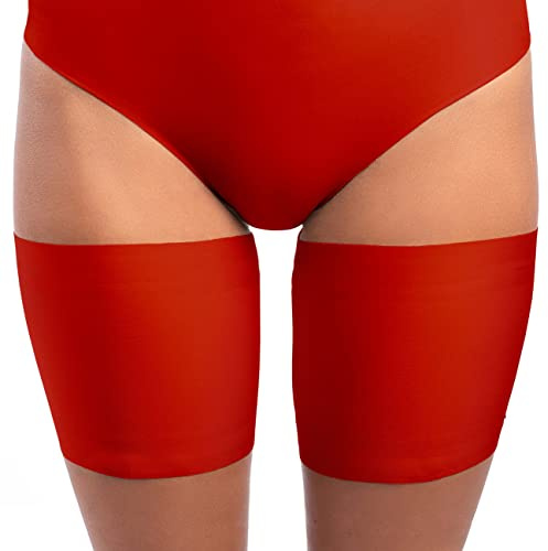 looksy Elastische Rot berschenkelbänder Unisex Anti-Scheuern dehnbar verhindern Oberschenkel Reiben Satin gefüttert Protektor Anti-Rutsch-Silikon, Rosso Gr. 2XL