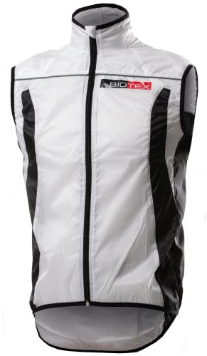 BIOTEX Gilet X-Light Antivento Ciclismo e Running, Intimo Tecnico Sportivo, Giacca Traspirante e Ripiegabile, Bianco, XXXL
