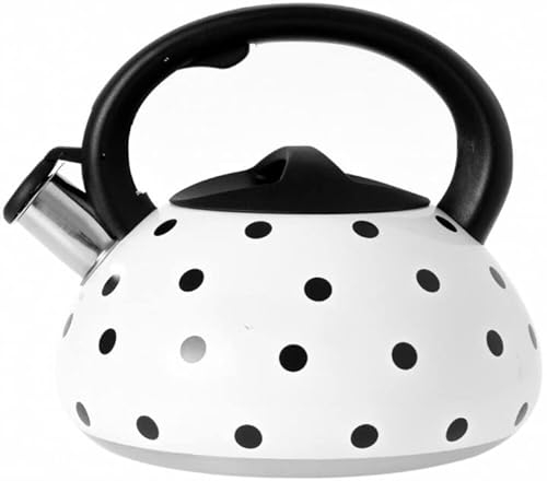Luckyberg Moderne Wasserkessel Induktion Pfeifkessel aus Edelstahl, Teekessel für alle Kochplatten, Flötenkessel, Wasserkocher für Tee Kaffee, ca 3L, (weiß magic)