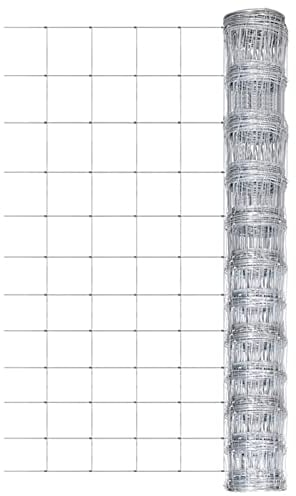 BULANED Gartenzaun, Maschendrahtzaun, Volierendraht, Wühlmausgitter, Maschendrahtzaun, Kaninchenzaun, Geflügelzaun, Kaninchendraht, Verzinkter Stahl 50 m 150 cm Silbern