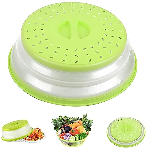 Tapa Microondas Plegable, Tapa para Microondas, Tapa De Salpicaduras De Microondas, para Calentamiento por Microondas y a Prueba De Salpicaduras, Conservación De Alimentos (Verde)