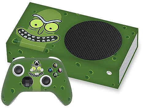 Head Case Designs Offizielle Rick And Morty Essiggurke Rick Grafiken Vinyl Haut Gaming Aufkleber Abziehbild Abdeckung kompatibel mit Xbox Series S Console and Controller Bundle