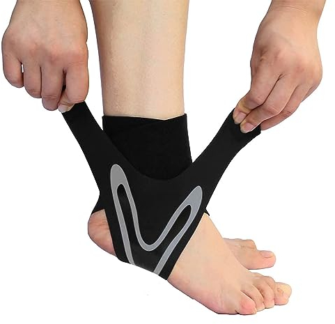 Knöchelbandage, Knöchelbandage Sprunggelenk, Einstellbares Sprunggelenkbandage, für Damen und Herren, Flexible Sprunggelenkbandage, Stabilisiert und unterstützt, Tennis, Fußball, Laufen, Linker Fuß