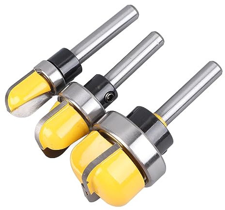 3-teiliges Fräser-Fräser-Bit-Set, 1/4-Zoll-Schaft, Runde Nut-Lagerführung, Bündiges Schnittmuster, Fräser-Bit, Holzbearbeitung, Fräser, Fräser-Bit-Set