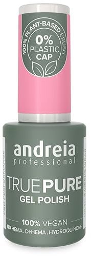 Andreia Professional Hema Free Gel Polish - TRUE PURE 21 Free and 100% Vegan for Sensitive Nails - Semi-Permanent UV LED Soak Off Gel Nail Varnish - Colour T18 Bubblegum Pink 10.5ml