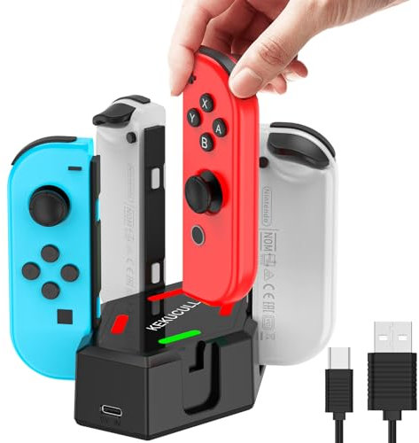 Controller dock di ricarica per interruttore e interruttore OLED, stazione di ricarica KEKUCULL compatibile con controller Nintendo Switch Joy con con indicatore LED e cavo di ricarica USB di tipo C