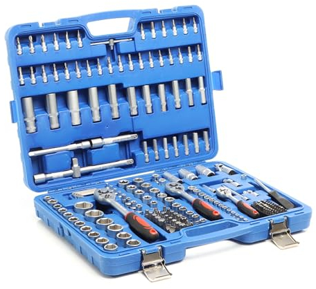 XPOtool 192-tlg. Steckschlüsselsatz mit 1/2 3/8 1/4 Ratschen, Bits, Stecknüsse im Knarrenkasten, hochwertige Steckschlüssel für Werkstatt, Schraubarbeiten