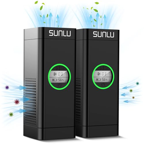 SUNLU Mini-Luftreiniger mit 2 Hochdichten Aktivkohlefiltern, Leicht, Extrem Leiser Luftreiniger, 3D Drucker Zubehör für die Meisten LCD/DLP/ 3D Drucker, 46 * 46 * 119mm, Schwarz (2-Stück)