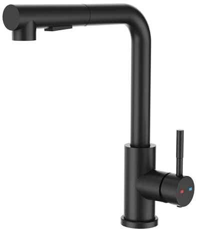 Wasserhahn Küche Schwarz, YUANNY Küchenarmatur mit Ausziehbar Brause 360° Schwenkbar, Einhebel Spültischarmatur Mischbatterie Küche, Armatur Küche 2 Strahlarten