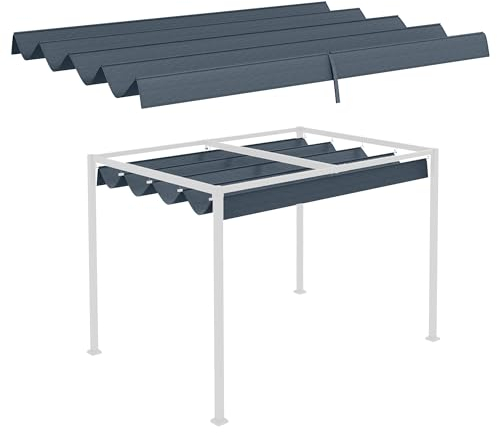 Outsunny Copertura Retrattile per Gazebo Pergola con 8 Fori di Drenaggio, Tetto per Gazebo in Poliestere UV30+, 286x245 cm, Grigio Scuro