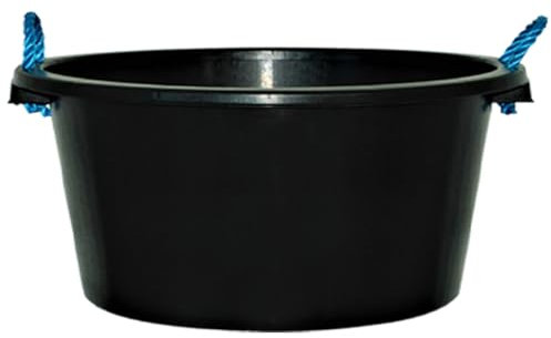 Heavy Duty 70 Litre Black Bucket with Rope Handle Strong Plastic Toy Storage Bucket Cement Mixing Muck Water Tub Construction Bucket For Indoor and Outdoor - Made In UK (1)