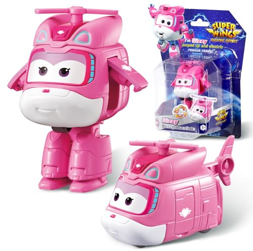 Super Wing Transformer Spielzeug Dizzy, 2 in 1 Action Figur, 5 cm großes Flugzeug-Roboter-Spielzeug, Spiel-Figur für Jungen und Mädchen ab 3 Jahren, Pink