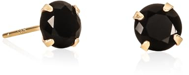 namana schwarze Ohrstecker aus 925er Sterling Silber für Damen und Mädchen, zierliche runde schwarze Ohrringe aus Gold, goldene Ohrringe in Schwarz, schlichte vergoldete Ohrringe mit schwarzen Steinen