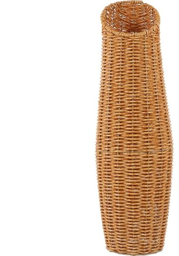 Amosfun Rattan Woven Vase, Tall Floor Vase for Dry Flowers, Imitation Wicker Floor Vase Farmhouse Rustic Planter, Oversize Standing Vase for Balcony Entryway Decoration (42cm Height)