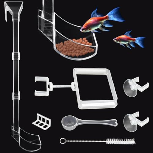 Aquarium-Futterrohr Set für Garnelenfutter Aquarium Futterrohr Kit Garnelen Futterschale Set Rohr und Futter-Schale für Garnelenfutter mit Fütterungsring, Reinigungsbürste