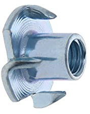 T-Muttern aus Kohlenstoffstahl, M6 x 10 mm T-Muttern aus Kohlenstoffstahl, Vollgewinde, Einsatzmutter, verzinkt, 4-zackige T-Muttern, for Holz, Kletterwand, hält Sperrholz, silberfarben, 50 Stück