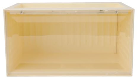 Zerodis Schaukasten für Figuren-Sammlerstücke, 2-stufige Lichtempfindliche Figurenvitrine für das Schlafzimmer (Cremiges Gelb)