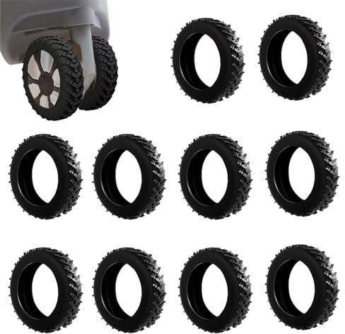 HEOUCH 10 Pezzi di Protezione per Rotelle, Custodia Protettiva in Silicone Nero, Riduzione del Rumore, Resistenza All'acqua, Adatta Alla Maggior Parte Delle Ruote Universali dei Bagagli a 8 Ruote