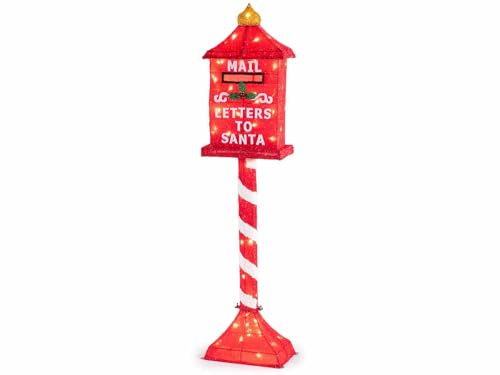 Gruppo Maruccia Weihnachtsbriefkasten, Weihnachtsmann mit LED-Lichtern, Dekoration für drinnen und draußen, 130 cm