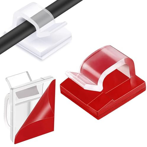 SSKHE 60 ganchos para exteriores para luces, clips de gestión de cables de Navidad, decoración de luces de hadas, clip de cable autoadhesivo