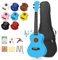 Dripex 23 Zoll Konzert-Ukulele Set für Anfänger mit Tasche, Tuner, Gurt und Bedienungsanleitung (Hellblau)