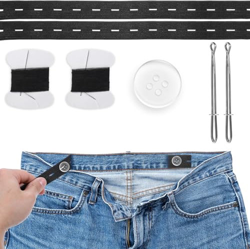 12 Stück Hosenbund Enger Machen Knöpfe Hosen Hosenversteller Verstellbare Elastischer Hosenbund Hose Enger Machen Clip Gummiband Nähen für Damen Herren Kinder Hosenknöpfe