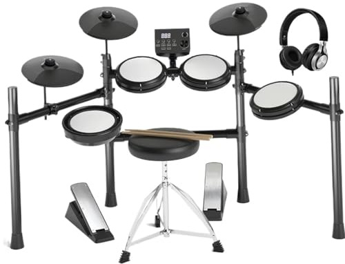 With Quiet Mesh Pads Electronic Drum Throne Headphones Sticks Included 15 Kits And 195 Sounds Professional electronic drums